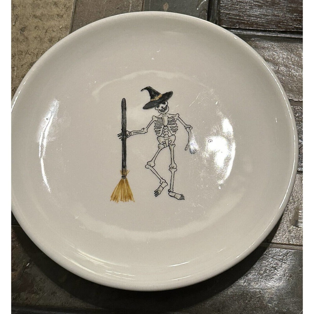 RAE DUNN Halloween Appetizer Plate Skeleton Witch Candy Corn‎ Juggle 2018